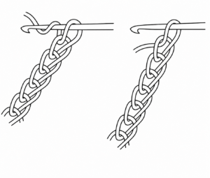 illustration av pinne med krok som tar tag i en tråd eller garn