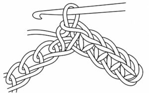 illustration en pinne med krok som går igenom en trådögla