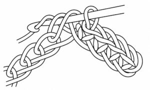 illustration pinne med krok och garn